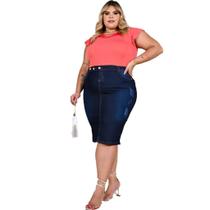 Saias Jeans midi Evangelicas Moda Femininas plus size