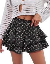 Saias LOMON Flowy Ruffle, saia em camadas, cintura alta, crochê, Y2k