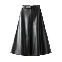 Saias Longas Vintage De Couro PU Femininas Cintura Alta Linha a Elegantes Para Escritório Casual