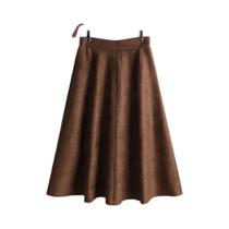 Saias Midi De Suede De Cintura Alta Para Mulheres, Elegantes E Em Várias Cores, Estilo A-Line Para - REALEFT