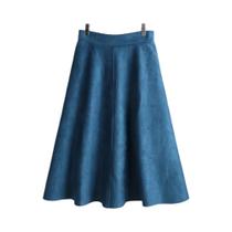 Saias Midi De Suede De Cintura Alta Para Mulheres, Elegantes E Multicoloridas, Estilo A-Line Para