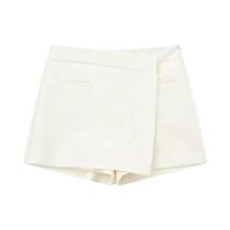 Saias Shorts Assimétricas Femininas - Cintura Alta com Zíper Lateral