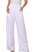 Saida calça pantalona branca crepe dunas