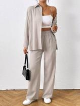Saida conjunto chemise e calça comprida damasco