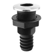 Saída D'água Costado ABS Preta Reta 1" Capa Inox Saída D'água Costado ABS Preta Reta 1" Capa Inox