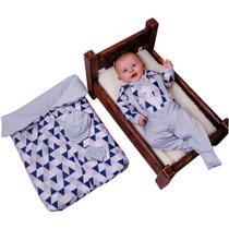 Saída de Maternidade 100% Algodão Inverno Suspensório Cinza com Porta Bebê Saída de Maternidade 100% Algodão Inverno Suspensório Cinza com Porta Bebê