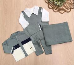 Saída de Maternidade Arthur Dinhos Baby Tricot Elegante e Confortável para Recém-Nascido