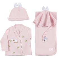 Saída de Maternidade Bebê Malha Menina Rosa 4Pçs - Fofinho