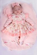 Saída De Maternidade Bebê Menina Pompom Floral 4 Peças
