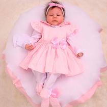 Saída De Maternidade Bebe Menina Princesa Rosa 5 Peças