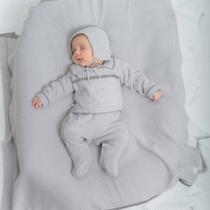 Saída de Maternidade Bebê Menino em Tricot Cinza Fofinho