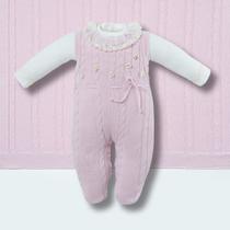Saída de Maternidade Bebê Tricot Rosa Algodão 3 Pçs - Hug Tamanho:RNCor:Rosa Saída de Maternidade Bebê Tricot Rosa Algodão 3 Pçs - Hug Tamanho:RNCor:Rosa
