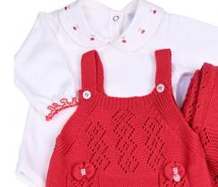 Saída de maternidade beth bebê jardineira gabriela vermelho