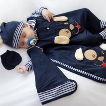 Saída de Maternidade Cachorrinho Azul Marinho 5 Peças