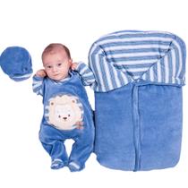 Saída de Maternidade com Porta Bebê Menino Leão Bordado Azul 04 Peças - Amora Baby Enxovais Saída de Maternidade com Porta Bebê Menino Leão Bordado Azul 04 Peças - Amora Baby Enxovais