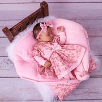 Saída de Maternidade Com Vestidinho para Menina mais Saco De Dormir Luxo Yasmim - Pandora Baby Enxovais