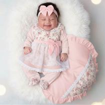 Saída de Maternidade Conjunto Bebê Menina Lívia Salmão 05 Peças Saída de Maternidade Conjunto Bebê Menina Lívia Salmão 05 Peças