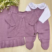 Saída de maternidade de menina em tricot Vitória 4 peças