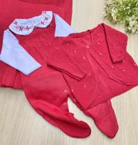 Saída de maternidade de menina em tricot Vitória 4 peças Saída de maternidade de menina em tricot Vitória 4 peças