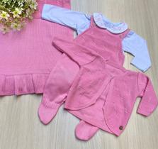 Saída de maternidade de menina em tricot Vitória 4 peças - Dinhos baby