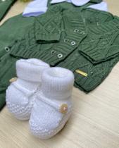 Saída de maternidade de menino 6 botões em tricot 5 peças - Dinhos baby