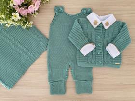 Saída de maternidade de menino em tricot 4 peças urso principe