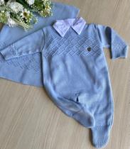 Saída de maternidade de menino em tricot Charles 3 peças
