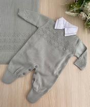 Saída de maternidade de menino em tricot Charles 3 peças