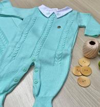 Saída de maternidade de menino em tricot macacão Antonio 3 peças