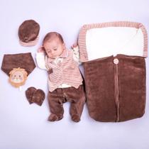 Saída de Maternidade Elegante Marrom Plush 5 Peças