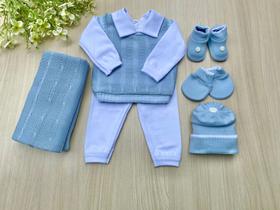 Saída de maternidade em tricot Sanches Baby 7 peças completa