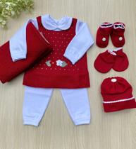 Saída de maternidade em tricot Sanches Baby 7 peças completa