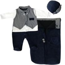 Saída de Maternidade Gravatinha Marinho Plush 4 peças