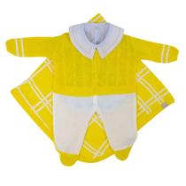 Saída de Maternidade Jacquard e Body Infantil com Gola Bordada Saída de Maternidade Jacquard e Body Infantil com Gola Bordada
