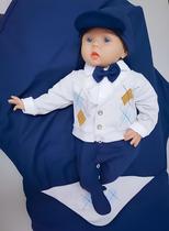Saída de maternidade kiguri baby suedine menino 3 peças