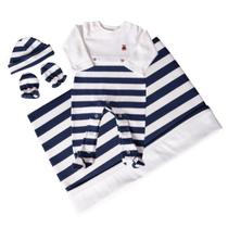 Saída de maternidade Listras 4 pçs azul marinho - off white