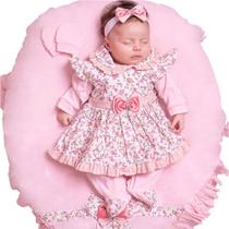 Saída de Maternidade Menina Aconchego Amora Floral Rosa 05 Peças P
