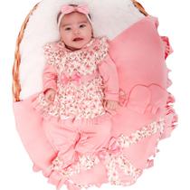 Saída de Maternidade Menina Aconchego Amora Floral Rosê 05 Peças P