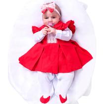 Saída de Maternidade Menina Aconchego Antonela Vermelho 05 Peças P