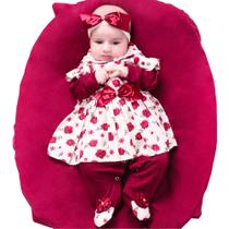 Saída de Maternidade Menina Aconchego Bela Floral Marsala 05 Peças P