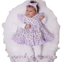 Saída de Maternidade Menina Aconchego Isis Floral Lilás 05 Peças P