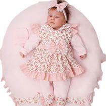 Saída de Maternidade Menina Aconchego Isis Floral Rosa 05 Peças P Saída de Maternidade Menina Aconchego Isis Floral Rosa 05 Peças P