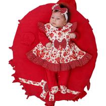 Saída de Maternidade Menina Aconchego Isis Floral Vermelho 05 Peças P Saída de Maternidade Menina Aconchego Isis Floral Vermelho 05 Peças P