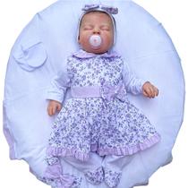 Saída de Maternidade Menina Aconchego Lindinha Floral Lilás 05 Peças P Saída de Maternidade Menina Aconchego Lindinha Floral Lilás 05 Peças P