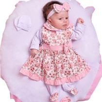 Saída de Maternidade Menina Aconchego Lindinha Floral Lilás 05 Peças P