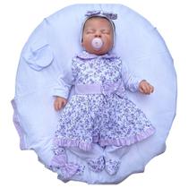 Saída de Maternidade Menina Aconchego Lindinha Floral Lilás 05 Peças P
