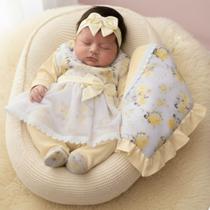 Saída de Maternidade Menina Aconchego Lívia Amarelo 5 Peças P Saída de Maternidade Menina Aconchego Lívia Amarelo 5 Peças P