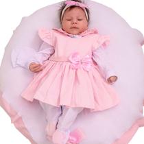 Saída de Maternidade Menina Aconchego Maya Poá Rosa 05 Peças P
