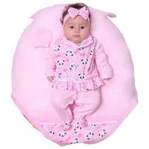 Saída de Maternidade Menina Aconchego Pandinha Rosa 04 Peças P