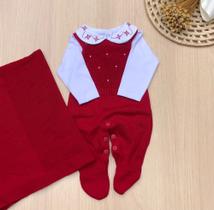 Saída de maternidade menina Anna macacão em tricot 3 peças